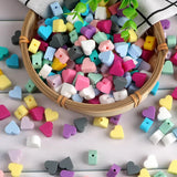 100pcs Baby Silicone Beads Mini Love Heart Food Teether DIY Pacifier Chain
