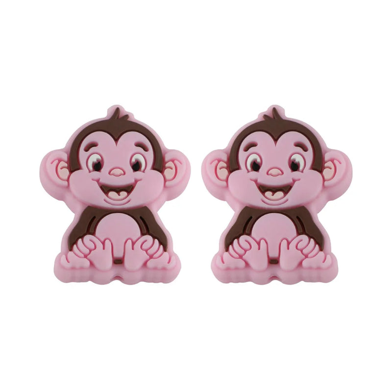 10Pcs Animal Monkey Silicone Beads for Jewelry Making DIY Baby Pendants
