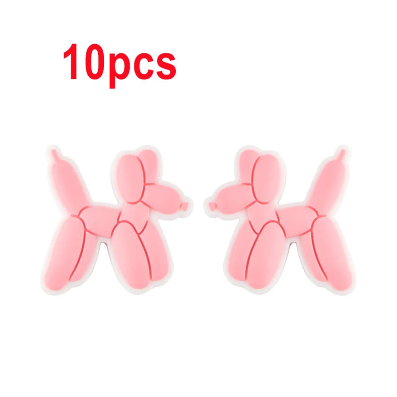 10Pcs Bear Ribbon Balloon Dog Silicone Beads for DIY Jewelry Making