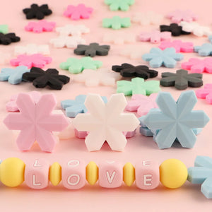 10Pcs Baby Silicone Snowflake Beads DIY Teether Jewelry Accessories