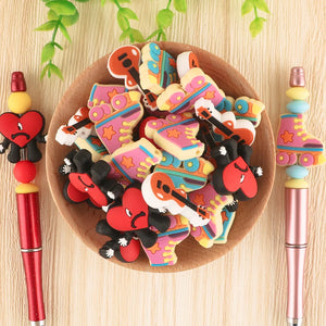 10pcs Baby Silicone Beads Heart Guitar for DIY Pacifier Chain Necklace