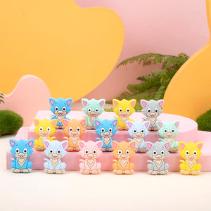 10pcs Cat Shaped Silicone Beads for DIY Baby Pendants