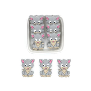 10pcs Cat Shaped Silicone Beads for DIY Baby Pendants