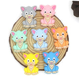 10pcs Cat Shaped Silicone Beads for DIY Baby Pendants