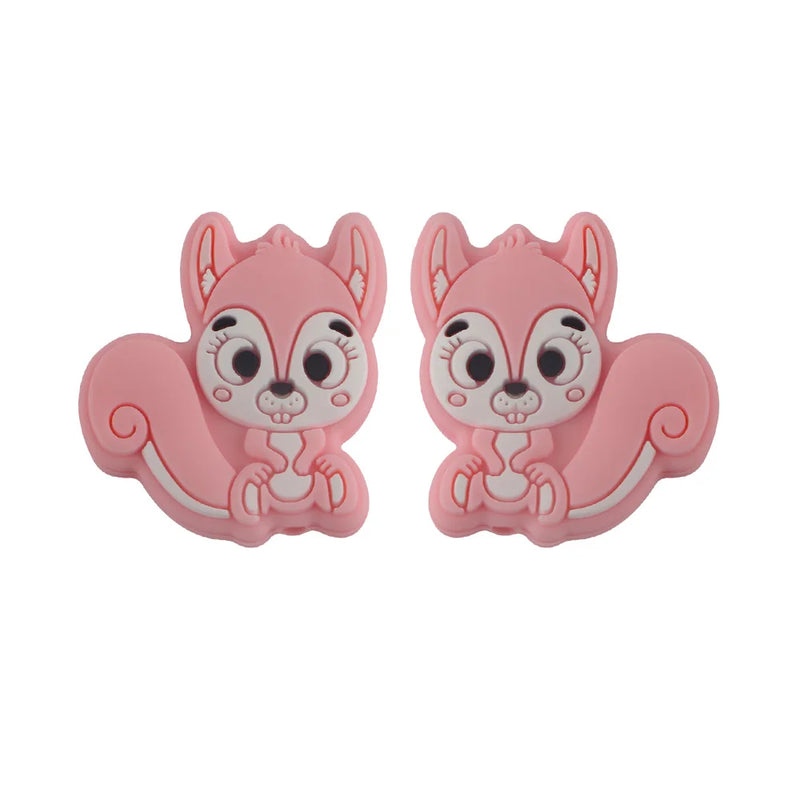 10pcs Mini Squirrel Silicone Beads for DIY Jewelry Making