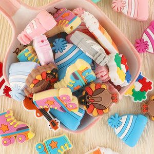 10pcs Silicone Beads Baby Food Nursing Chewing Cartoon Hat Puzzle DIY