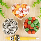 Sunrony 15MM Rugby Football Printed Silicone Bead DIY Jewelry Necklace Acc