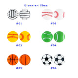 Sunrony 15MM Rugby Football Printed Silicone Bead DIY Jewelry Necklace Acc