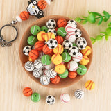 Sunrony 15MM Rugby Football Printed Silicone Bead DIY Jewelry Necklace Acc