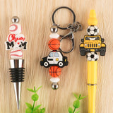 Sunrony 15MM Rugby Football Printed Silicone Bead DIY Jewelry Necklace Acc