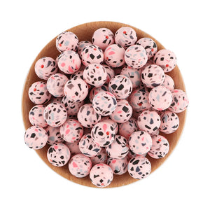 20Pcs 15MM Leopard Silicone Print Beads DIY Pacifier Chain Bracelet Necklace