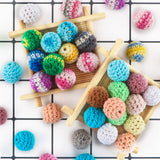 20pcs 16/20mm Crochet Round Wooden Beads For Jewelry Making DIY
