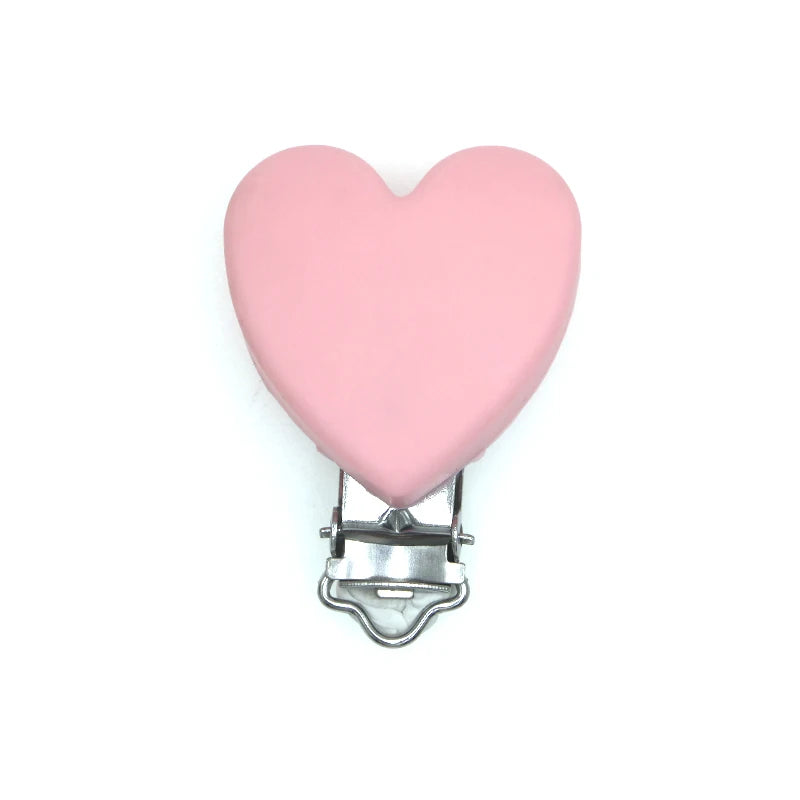 3pcs Silicone Pacifier Clips Heart Shape for DIY Baby Necklace Beads