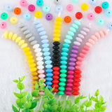 Sunrony 50Pcs 12mm Pearl Silicone Lentil Beads Eco-Friendly Beads