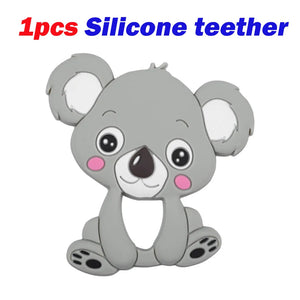Cartoon Koala Silicone Beads Teether Clips DIY Pacifier Chain Necklace