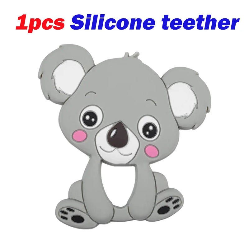 Cartoon Koala Silicone Beads Teether Clips DIY Pacifier Chain Necklace