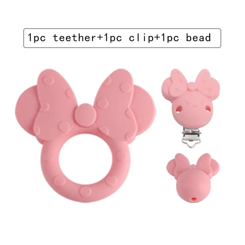 Silicone Beads Clips Teether Animals Beads DIY Pacifier Chain Necklace