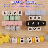 Sunrony Silicone Letter Beads 100/200Pcs 12MM DIY Jewelry Making Pacifier Chain