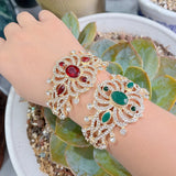 Sunspicems 18K Crystal Morocco Cuff Bracelet Bangle
