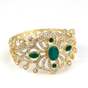 Sunspicems 18K Crystal Morocco Cuff Bracelet Bangle