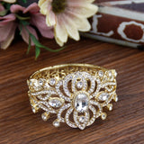 Sunspicems 18K Crystal Morocco Cuff Bracelet Bangle