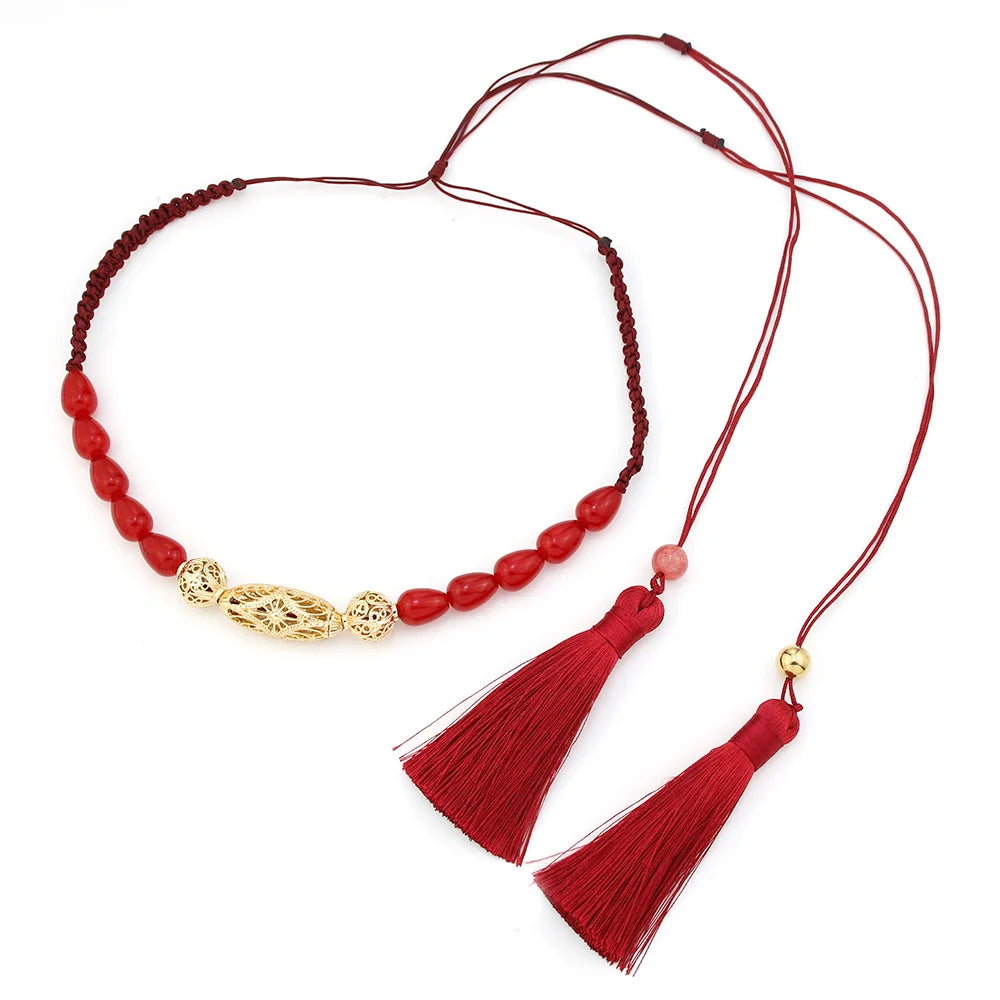 Sunspicems 18K Tassels Choker Necklace For Women