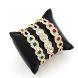 Sunspicems 18K Turkey Crystal Women Cuff Bracelet Bangle