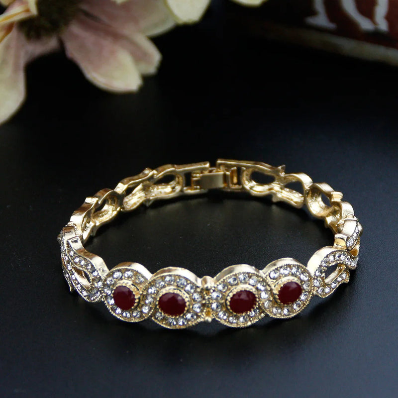 Sunspicems 18K Turkey Crystal Women Cuff Bracelet Bangle