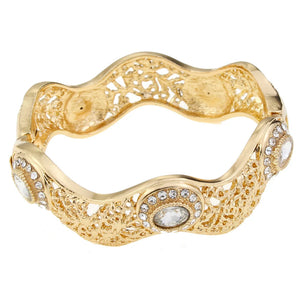 Sunspicems 18K Wavy Style Algeria Bangle Moroccan Turkish Wedding Jewelry