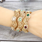 Sunspicems 18K Wavy Style Algeria Bangle Moroccan Turkish Wedding Jewelry