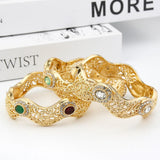 Sunspicems 18K Wavy Style Algeria Bangle Moroccan Turkish Wedding Jewelry