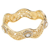 Sunspicems 18K Wavy Style Algeria Bangle Moroccan Turkish Wedding Jewelry