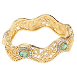 Sunspicems 18K Wavy Style Algeria Bangle Moroccan Turkish Wedding Jewelry