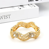 Sunspicems 18K Wavy Style Algeria Bangle Moroccan Turkish Wedding Jewelry
