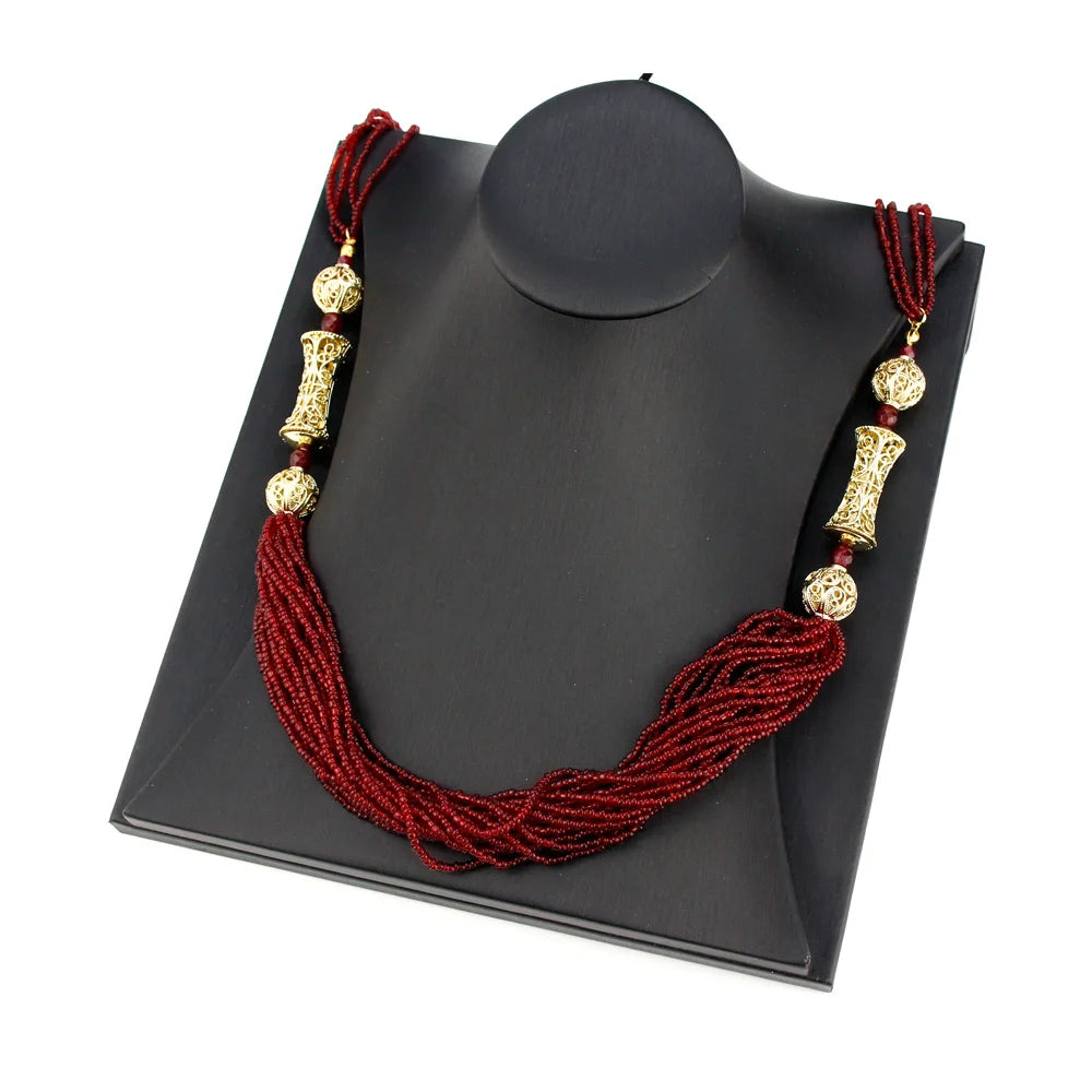 Sunspicems Morocco Wedding Jewelry Long Beads Necklace Natural Stone