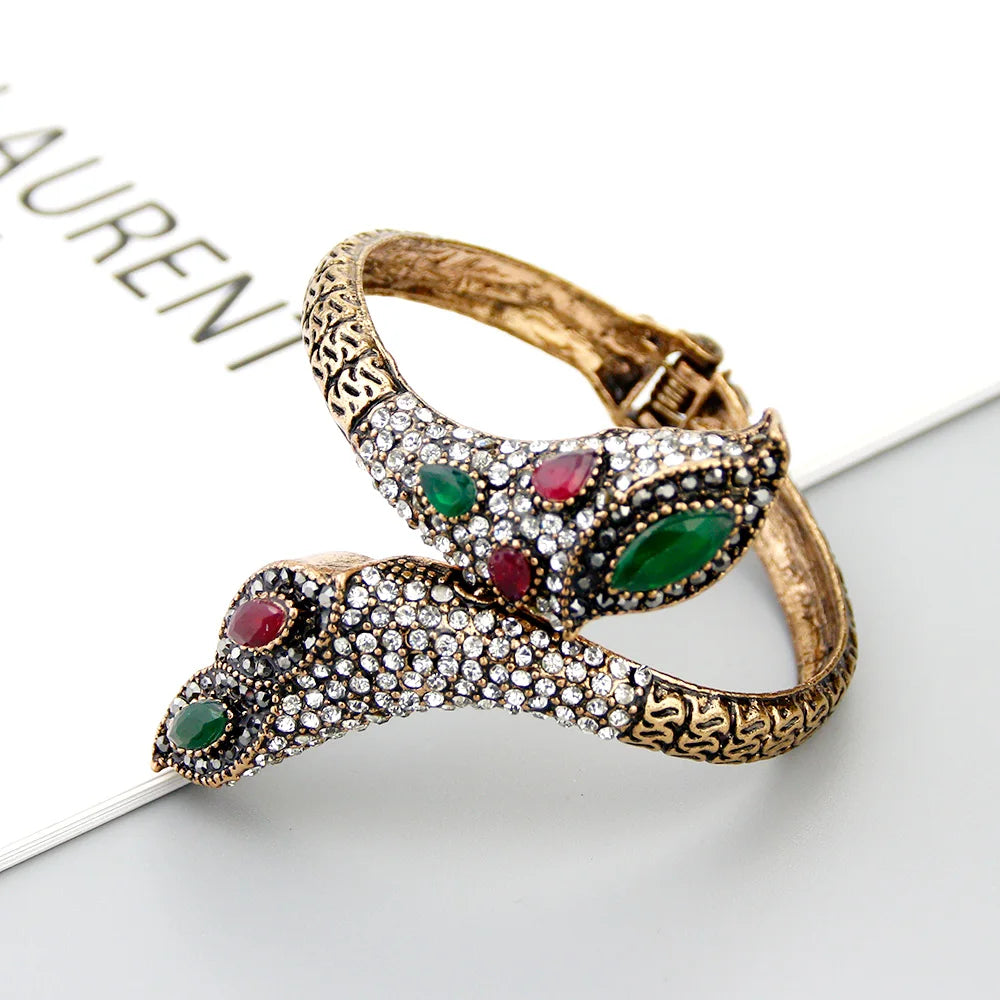 Vintage Spirit Bangle Charm Bracelet Antique Rhinestone Bohemia Ethnic