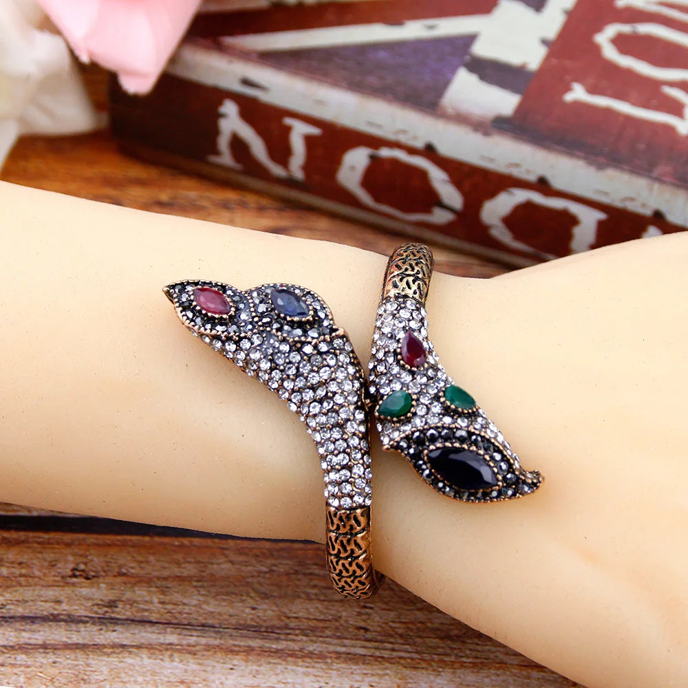 Vintage Spirit Bangle Charm Bracelet Antique Rhinestone Bohemia Ethnic