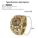 Antique Bronze Algeria Morocco Women Bangle Rhinestone Flower Cuff Bracelet