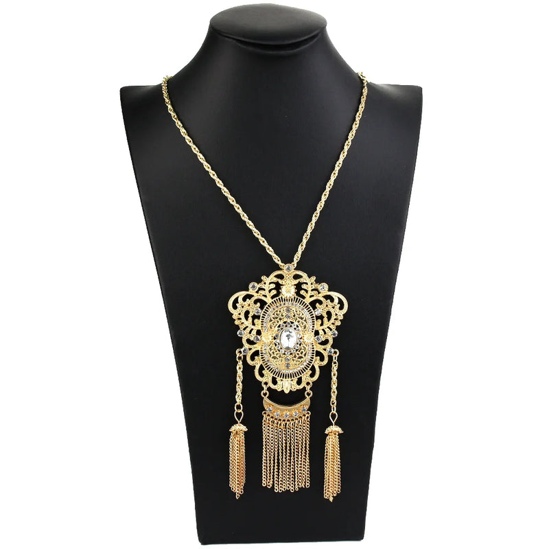 Sunspicems Women Necklace Tassels Pendant Arabic Bride Wedding Jewelry