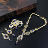 Sunspicems Morocco Bride Jewelry Sets Arabia Drop Earring Choker Necklace Caftan