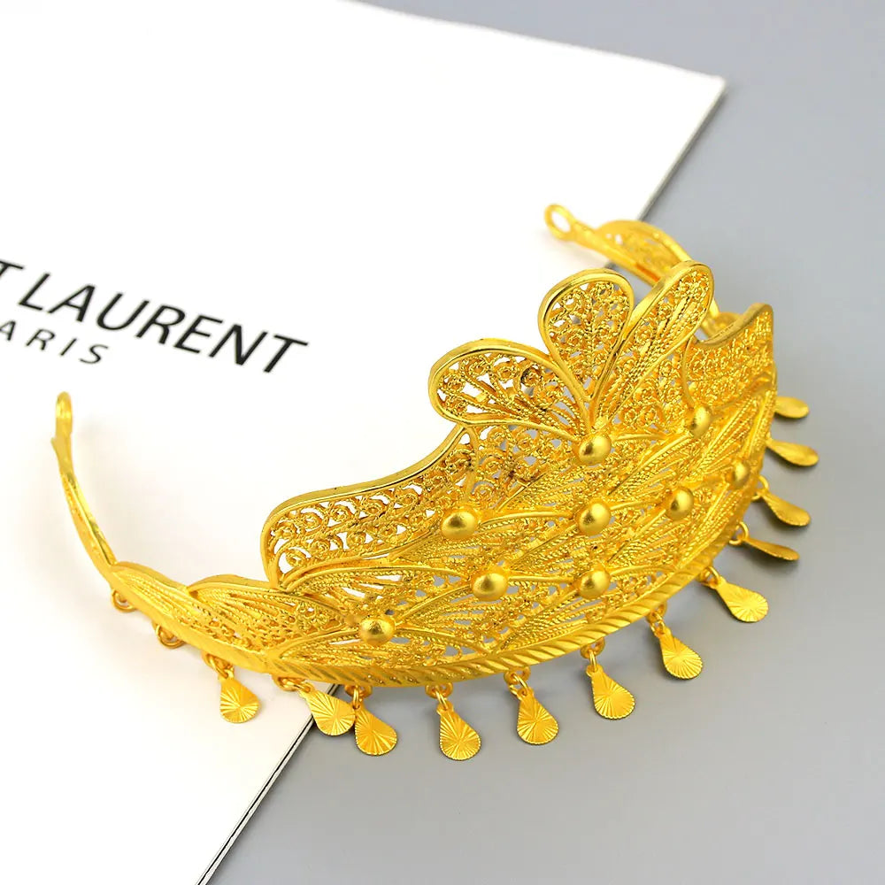 Sunspicems Morocco Algeria Crown Women Tiaras African Bride Hair Jewelry