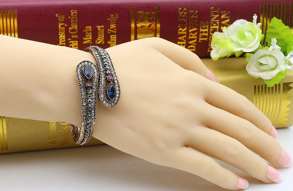 Vintage Bangles Cuff Bracelet Women Antique Silver Ethinc Wedding Jewelry