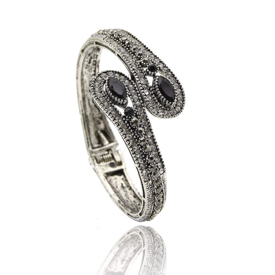 Vintage Bangles Cuff Bracelet Women Antique Silver Ethinc Wedding Jewelry