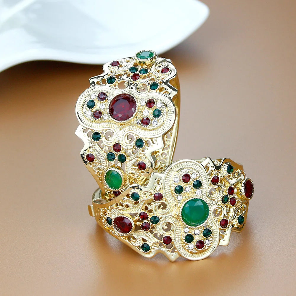Sunspicems Colorful Crystal Women Bangle Indian Morocco Bracelet