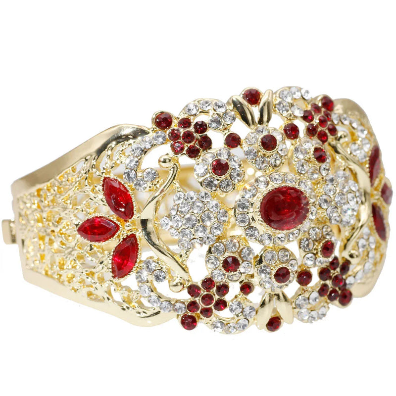 Morocco Crystal Women Bangle Cuff Bracelet Set