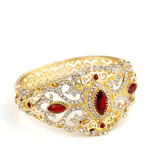Sunspicems Elegant Morocco Women Bangle Crystal Cuff Bracelet