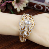 Sunspicems Elegant Morocco Women Bangle Crystal Cuff Bracelet