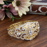 Sunspicems Elegant Morocco Women Bangle Crystal Cuff Bracelet