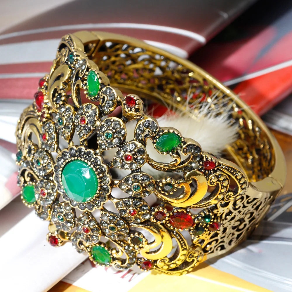 Tunisian Bangle Rhinestone Cuff Bracelet Antique Traditional Wedding Jewellry