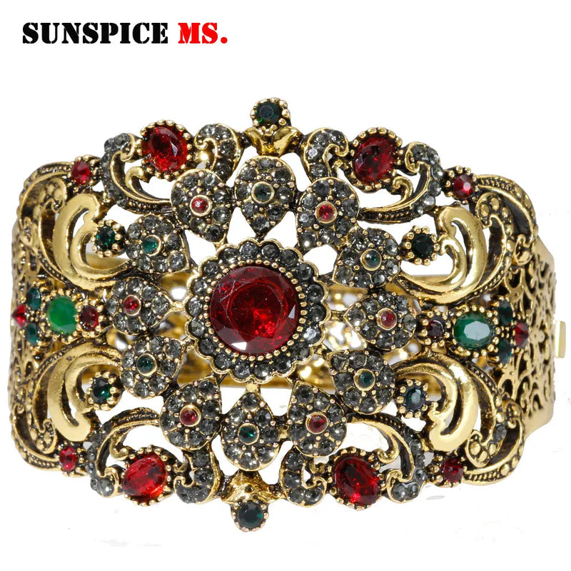 Tunisian Bangle Rhinestone Cuff Bracelet Antique Traditional Wedding Jewellry